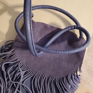 SUEDE & LEATHER CROSS BODY FRINGE BAG
